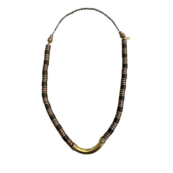 Anne Klein Brown Gold Stacked Bead Statement Necklace 22" - Picture 1 of 12